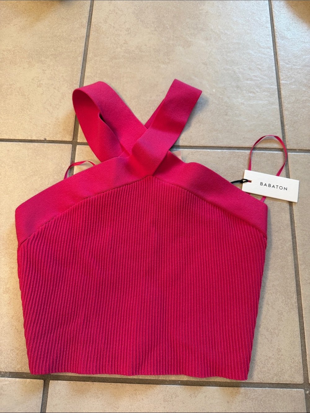 NWT Aritzia Babaton Sculpt Knit Criss Cross Crop